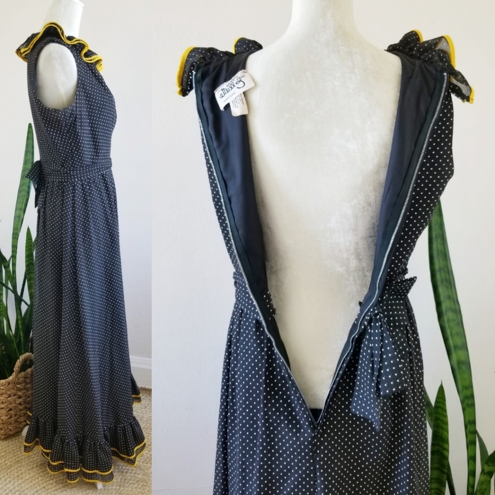 VTG 60s Miss Elliette Swiss Dot Ruffle Dress - Picture 6 of 13